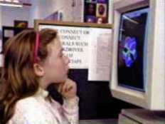 Student exploring internet.