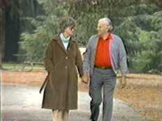 Senior couple in park.